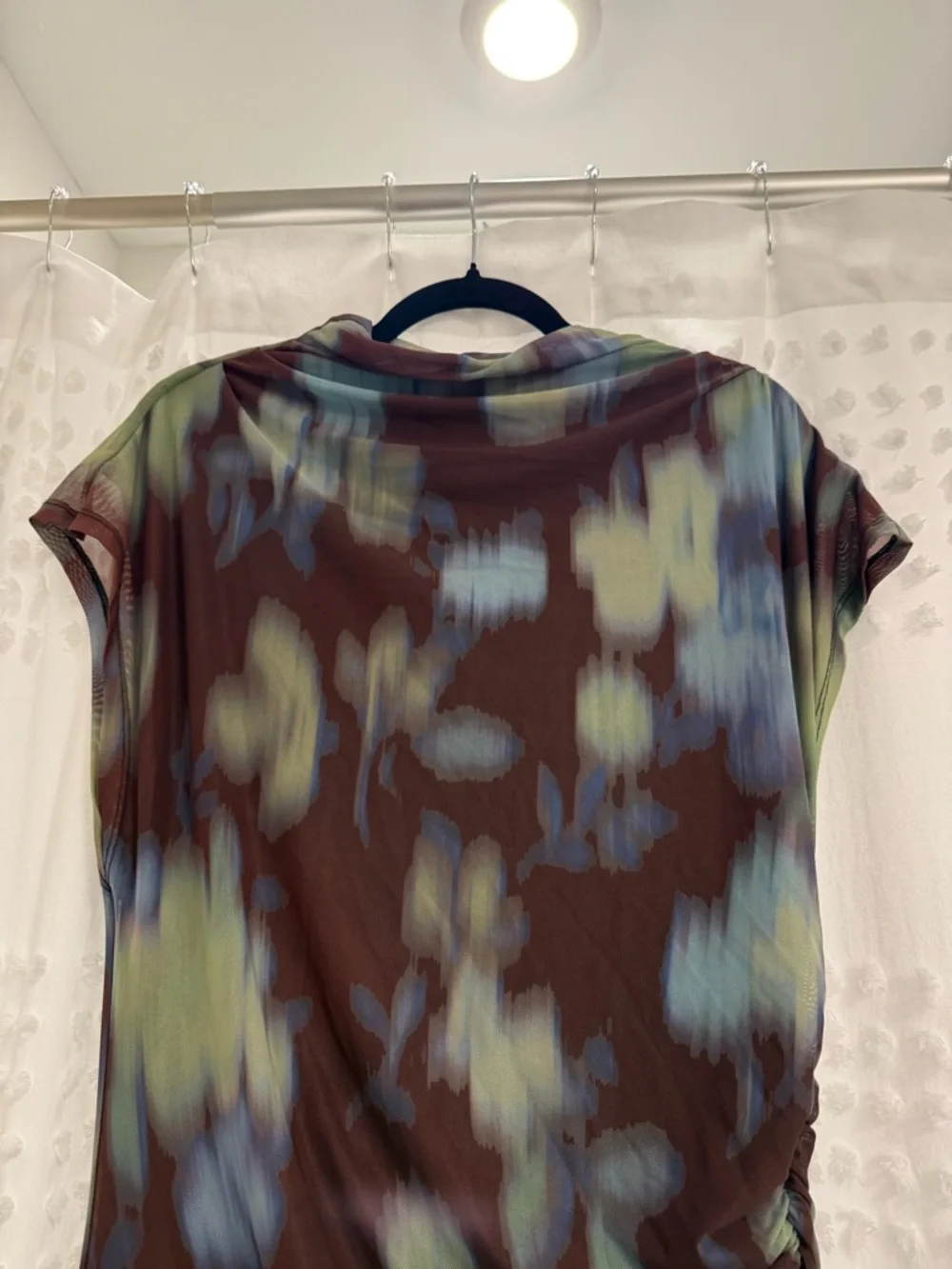 Anthropologie Black Midi Dress with Blue and Green Floral Print - Picture 6 of 9